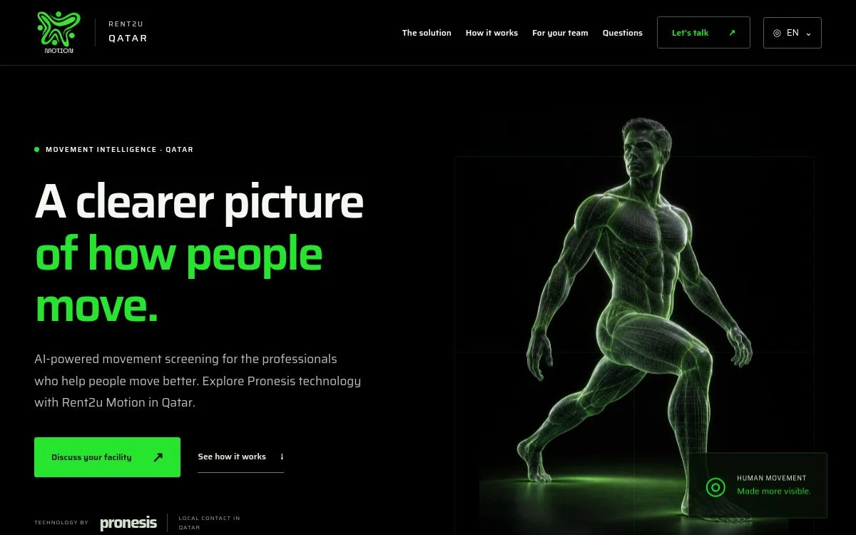 Capture réelle du site professionnel de Motion Qatar